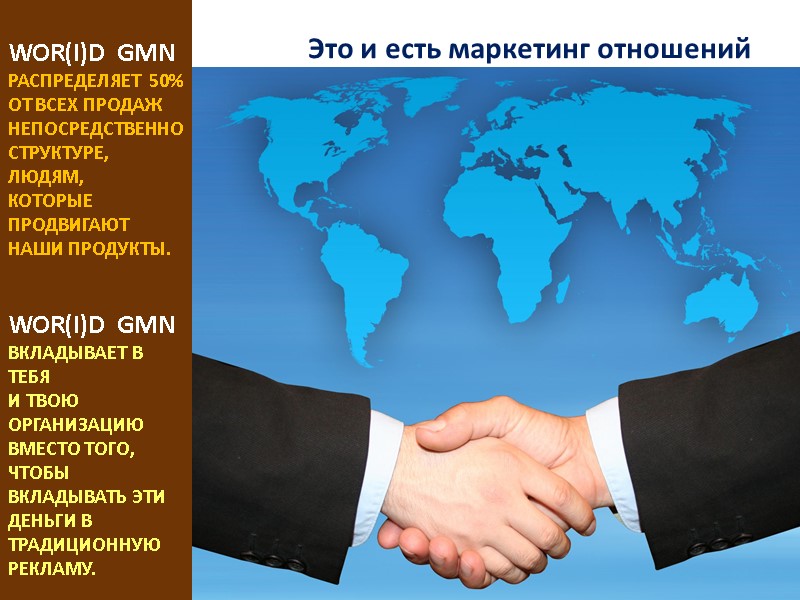 WOR(I)D  GMN РАСПРЕДЕЛЯЕТ  50% ОТ ВСЕХ ПРОДАЖ НЕПОСРЕДСТВЕННО СТРУКТУРЕ, ЛЮДЯМ, КОТОРЫЕ ПРОДВИГАЮТ